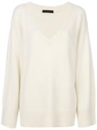 The Row - Oversized V-neck Top - Women - Silk/cashmere - Xs, White, Silk/cashmere