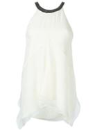 Brunello Cucinelli Beaded Strap Asymmetric Top, Women's, Size: Xs, Nude/neutrals, Silk/acetate