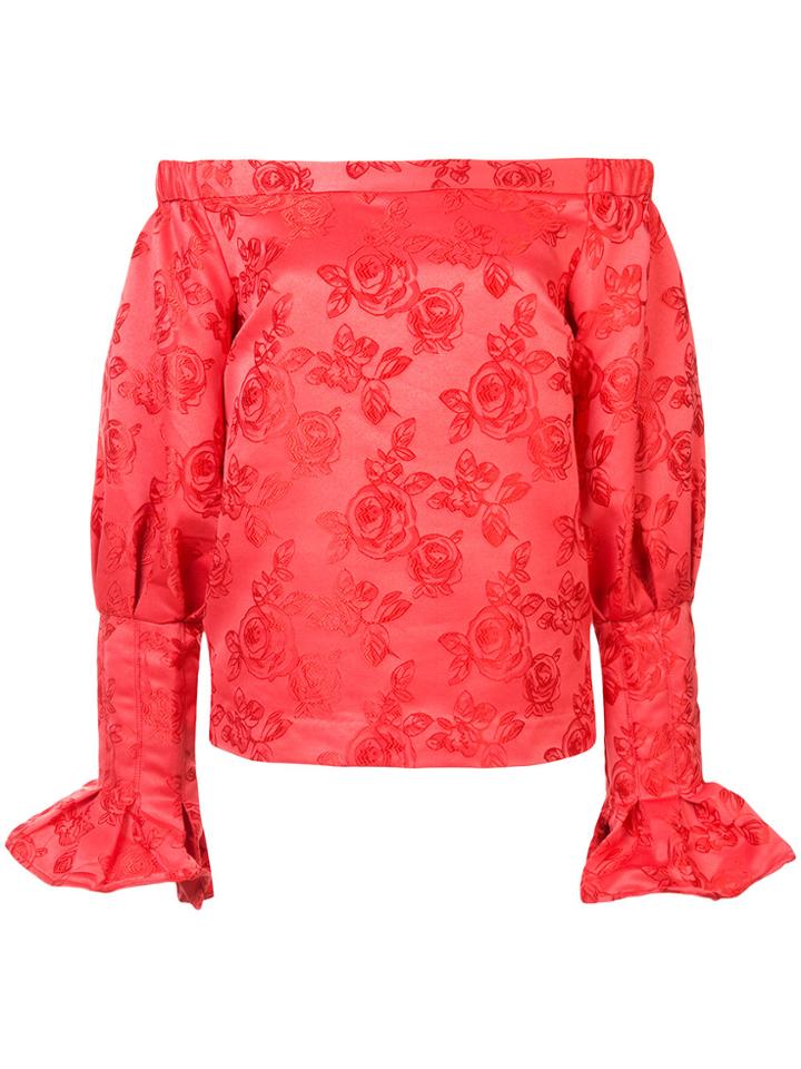C/meo Off-the-shoulder Floral Blouse - Red
