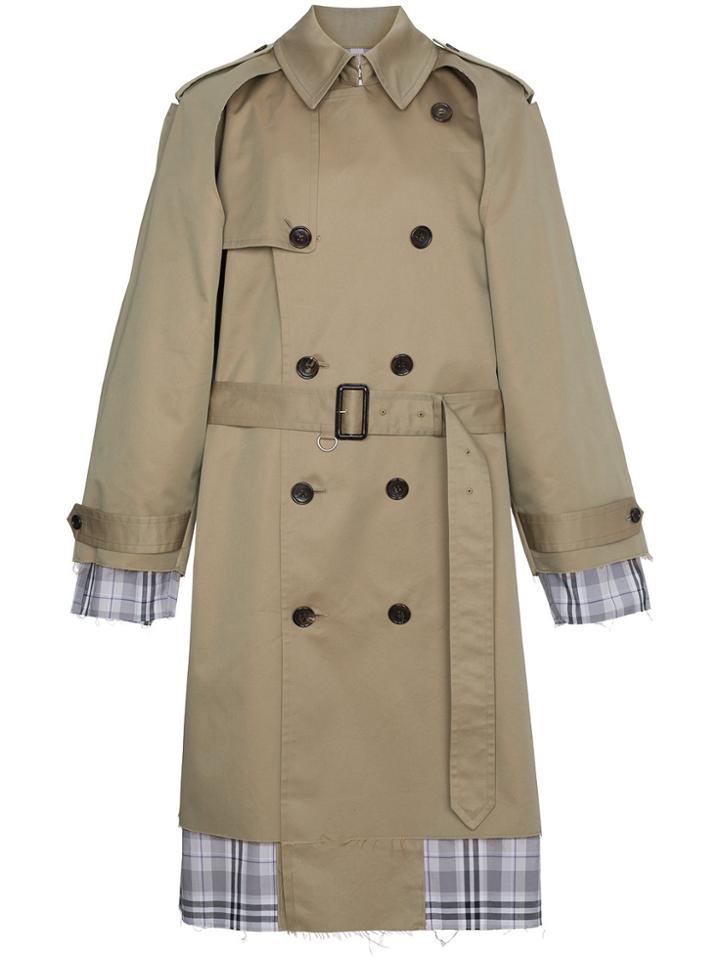 John Lawrence Sullivan Check Lined Trench Coat - Nude & Neutrals