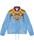 Gucci - Nylon Bomber With Tiger Print - Men - Nylon - 52, Blue, Nylon