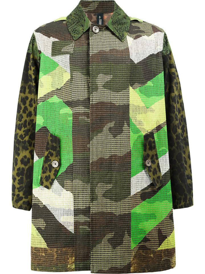 Herno Herno X Pierre-louis Mascia Reversible Print Mix Coat, Men's, Size: 50, Green, Cotton/polyester