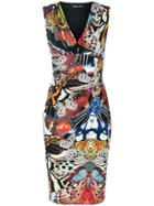 Roberto Cavalli Butterfly Print Fitted Dress - Multicolour