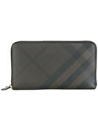 Burberry Checked Zip Around Wallet - Brown