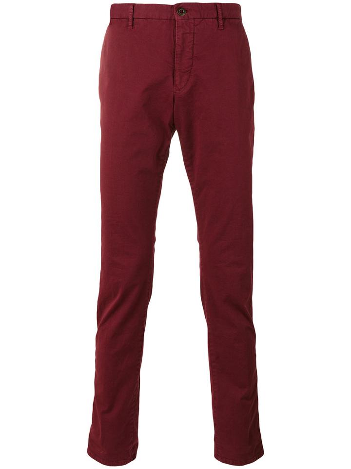 Incotex Slim-fit Chinos, Men's, Size: 33, Red, Cotton/spandex/elastane