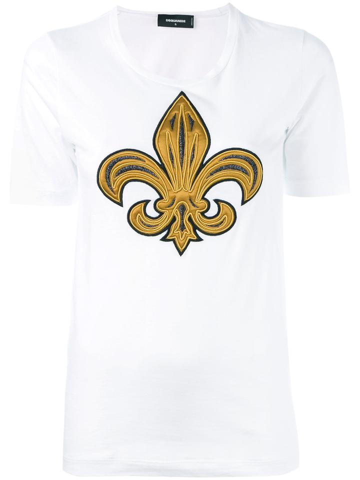 Dsquared2 - Embroidered T-shirt - Women - Silk/cotton - Xs, White, Silk/cotton