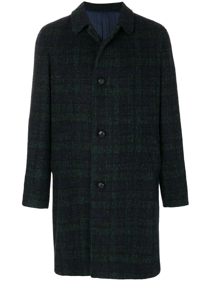 Mp Massimo Piombo Checked Coat - Blue