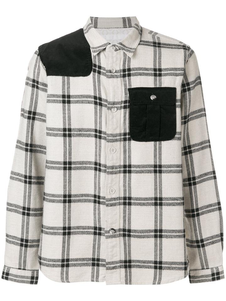 White Mountaineering Checked Colour-block Shirt - Nude & Neutrals