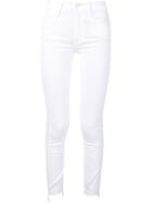 Mother Frayed Hem Skinny Jeans, Women's, Size: 27, White, Cotton/polyester/spandex/elastane