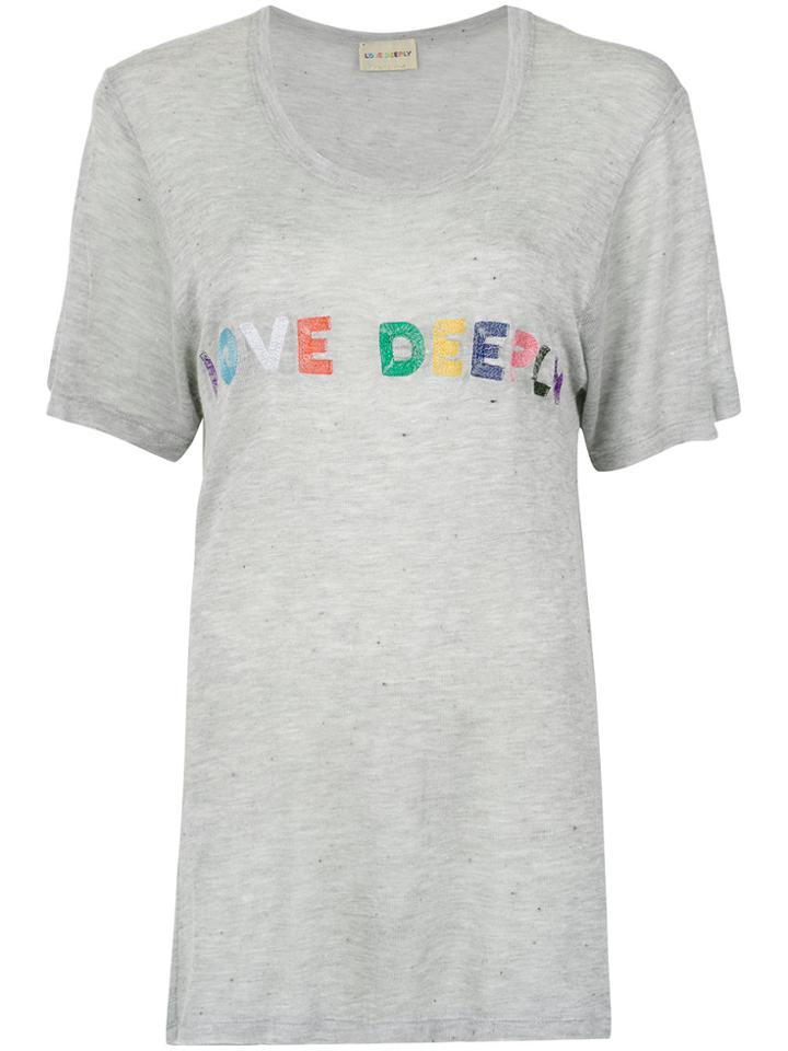 Andrea Bogosian 'love Deeply' Embroidery T-shirt - Grey