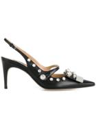 Sergio Rossi Embellished Sling-back Pumps - Black
