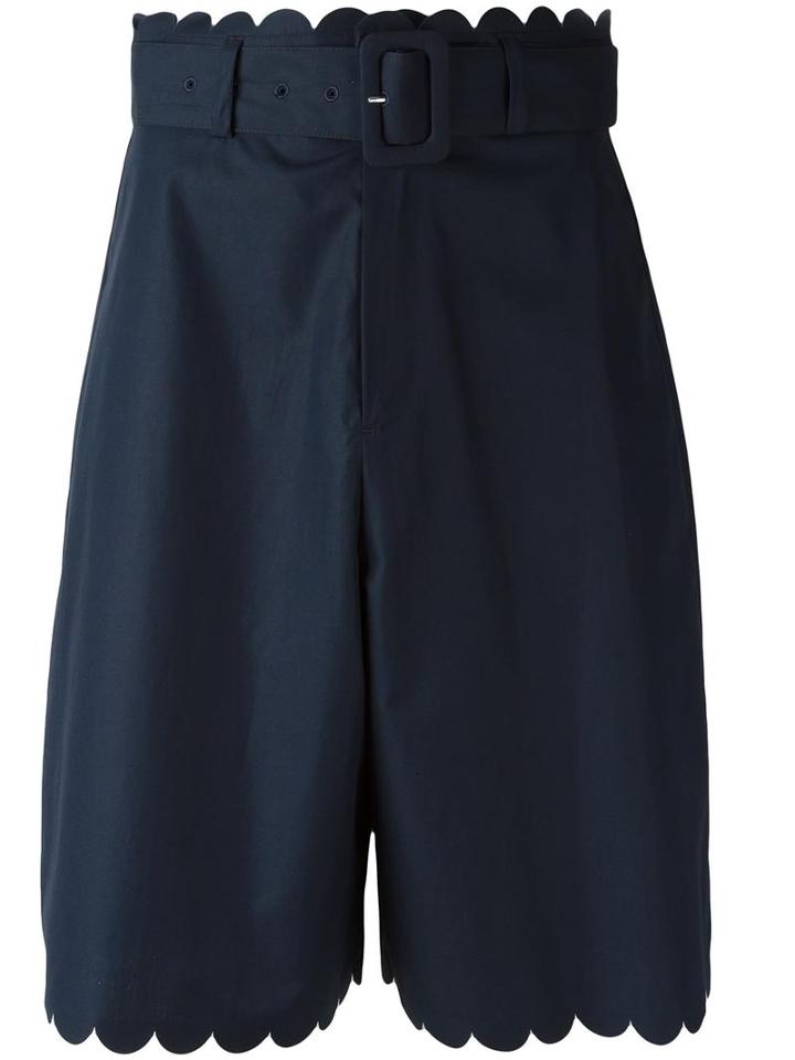 See By Chloé Scalloped Shorts, Women's, Size: 36, Blue, Cotton