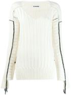 Jil Sander V-neck Ribbed Sweater - White