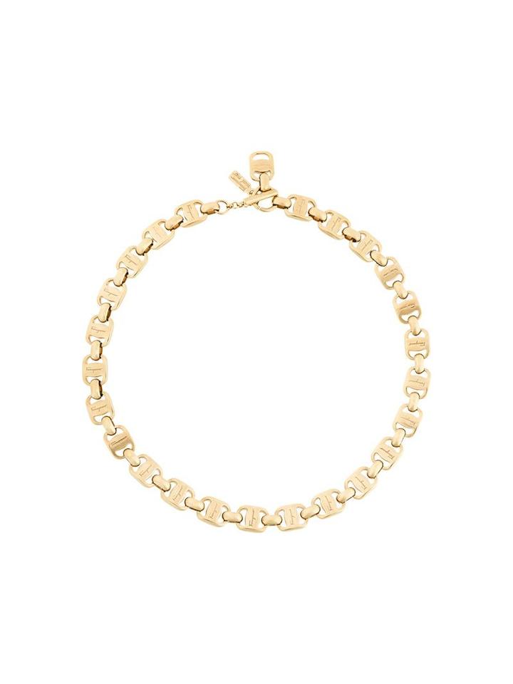 Salvatore Ferragamo Vara Plate Necklace, Women's, Yellow/orange