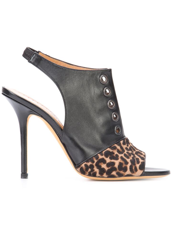 Alexa Wagner Leopard Print Panel Sandals - Black