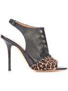 Alexa Wagner Leopard Print Panel Sandals - Black
