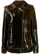Erika Cavallini Belted Faux-leather Jacket - Brown