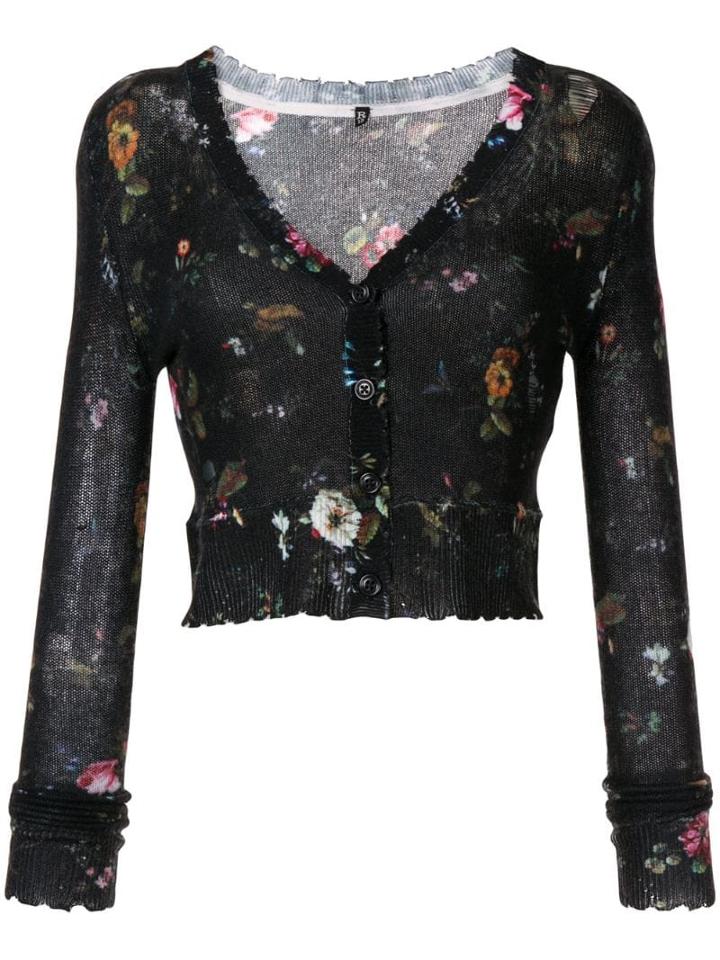 R13 Cropped Cashmere Cardigan - Black