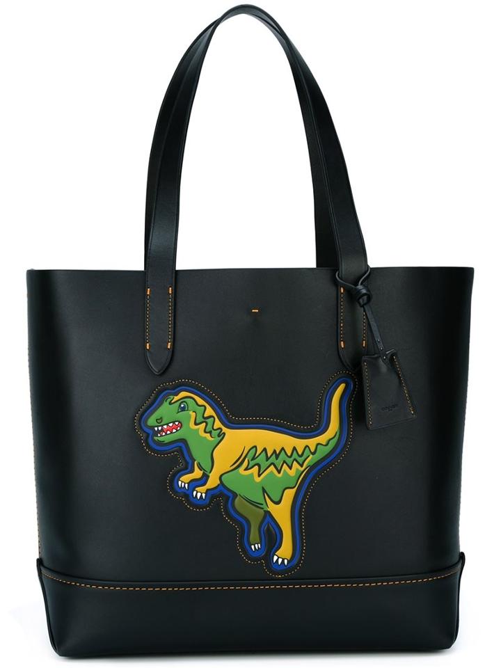 Coach Dinosaur Patch Tote Bag, Men's, Black, Calf Leather