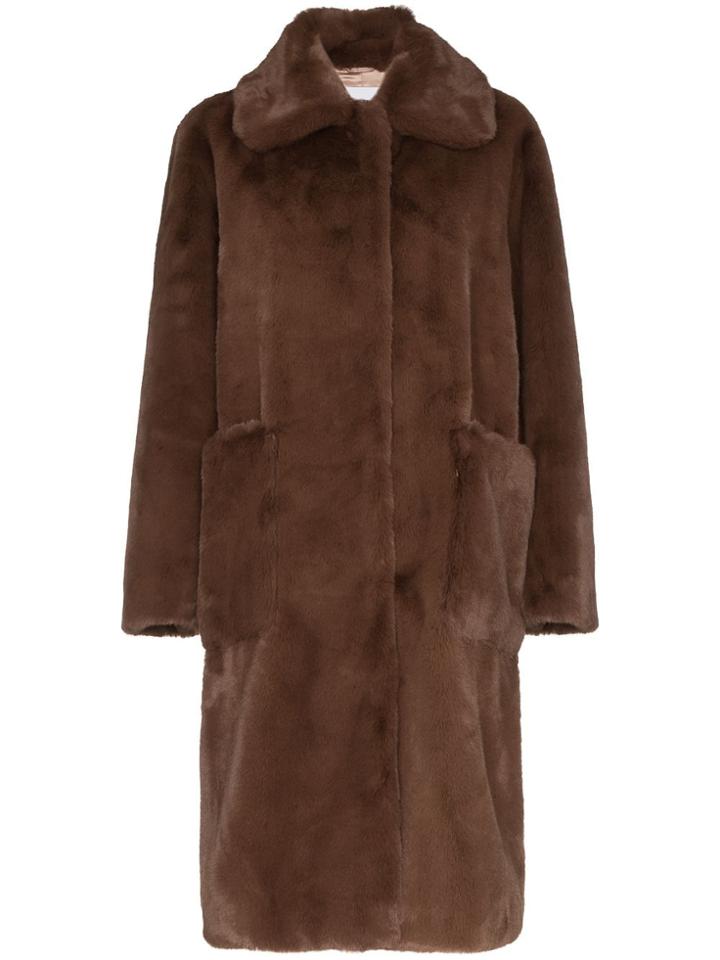 Stand Studio Taylor Faux Fur Midi-coat - Brown