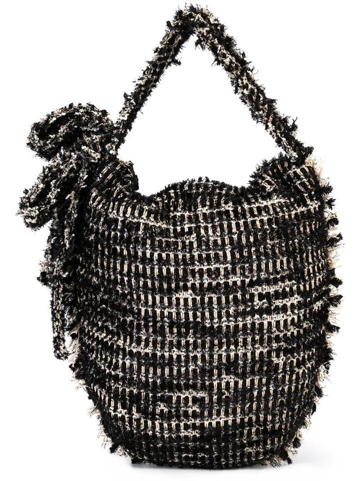 Simone Rocha Frayed Woven Shoulder Bag, Women's, Black
