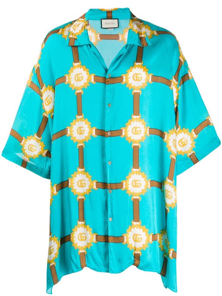 Gucci Gg Harness Bowling Shirt - Blue