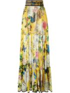 Roberto Cavalli Floral Print Pleated Maxi Skirt