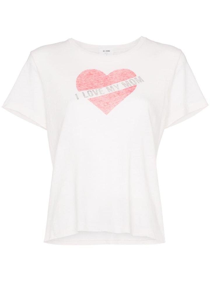 Re/done 'i Love My Mom' Heart Print T-shirt - White
