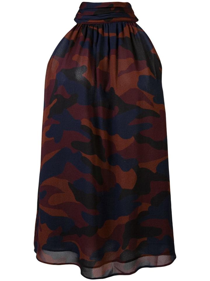 Joie Camouflage Print Halterneck Top - Red