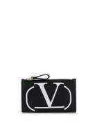 Valentino V Logo Print Purse - Black