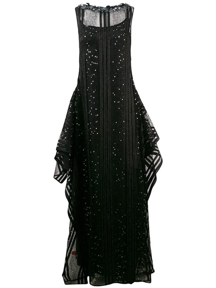 Talbot Runhof Sequin Embellished Tulle Dress - Black