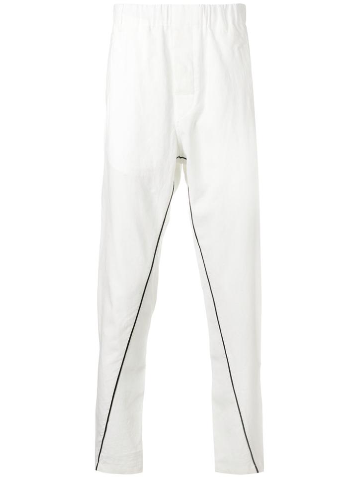 Ann Demeulemeester Grise Contrast Piped Trim Trousers - White