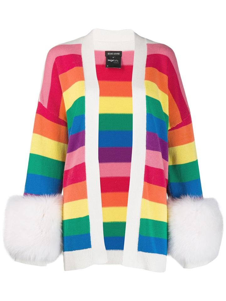 Izaak Azanei Rainbow Knit Cardigan - Red