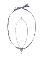 Miu Miu Silver Cat Necklace With Ribbon - Metallic