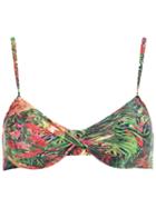 Lygia & Nanny Twist Detail Floral Bikini Top, Women's, Size: 42, Green, Polyamide/spandex/elastane