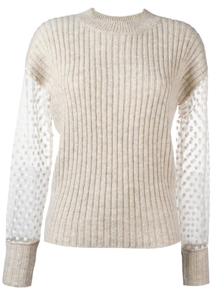 See By Chloé Embroidered Panel Jumper, Women's, Size: Xs, Nude/neutrals, Cotton/acrylic/nylon/wool