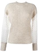 See By Chloé Embroidered Panel Jumper, Women's, Size: Xs, Nude/neutrals, Cotton/acrylic/nylon/wool