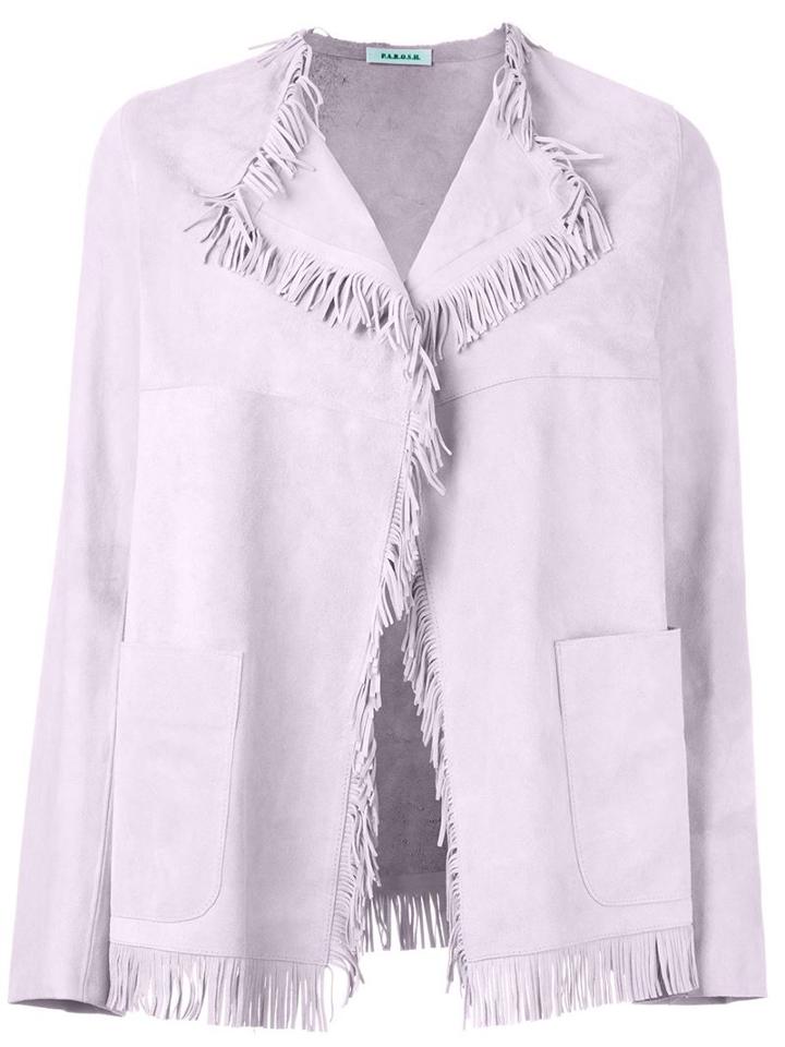 P.a.r.o.s.h. Frayed Edge Jacket, Women's, Pink/purple, Calf Leather