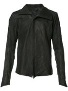 Devoa - Front Zip High Neck Jacket - Men - Calf Leather/polyester - 3, Black, Calf Leather/polyester