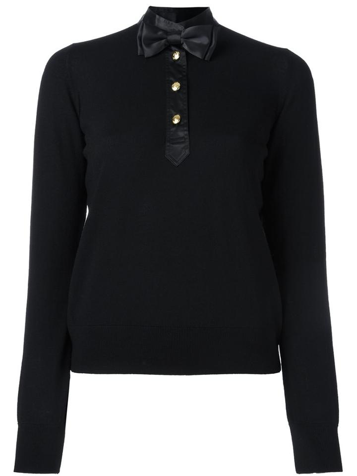 Love Moschino Bow Tie Knitted Top, Women's, Size: 40, Black, Polyester/virgin Wool