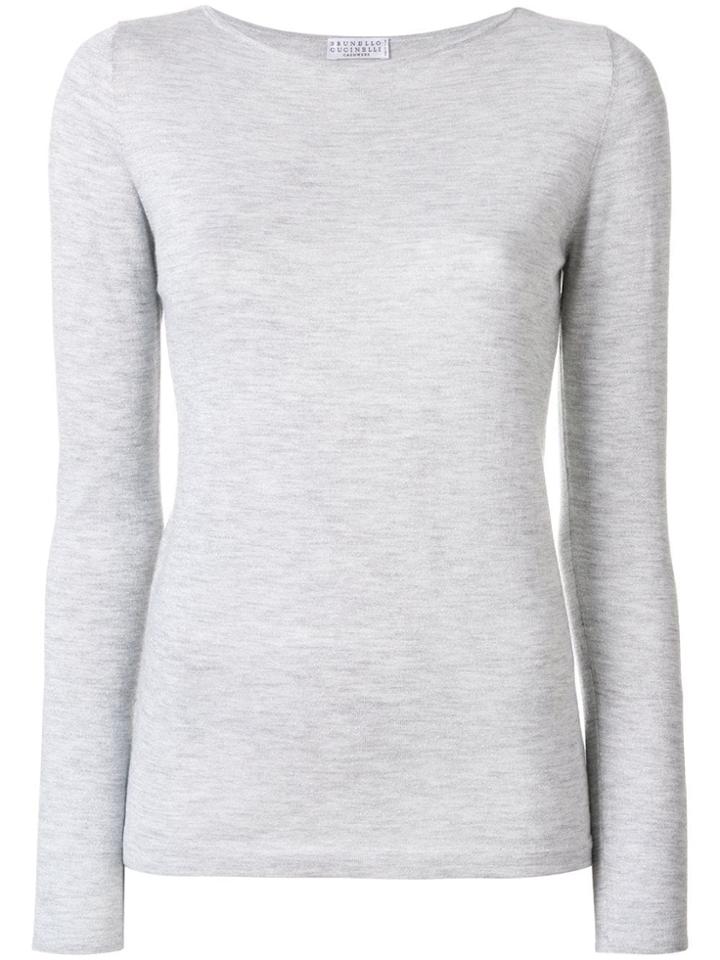 Brunello Cucinelli Slash Neck Jumper - Grey