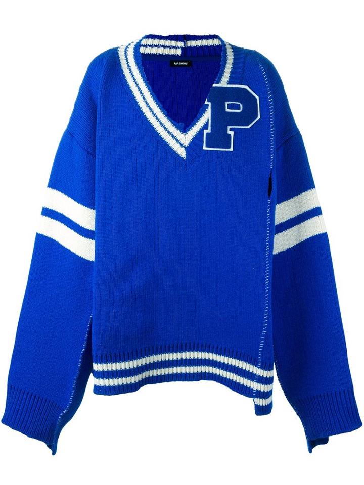 Raf Simons Varsity Style V Neck Jumper