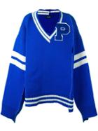 Raf Simons Varsity Style V Neck Jumper