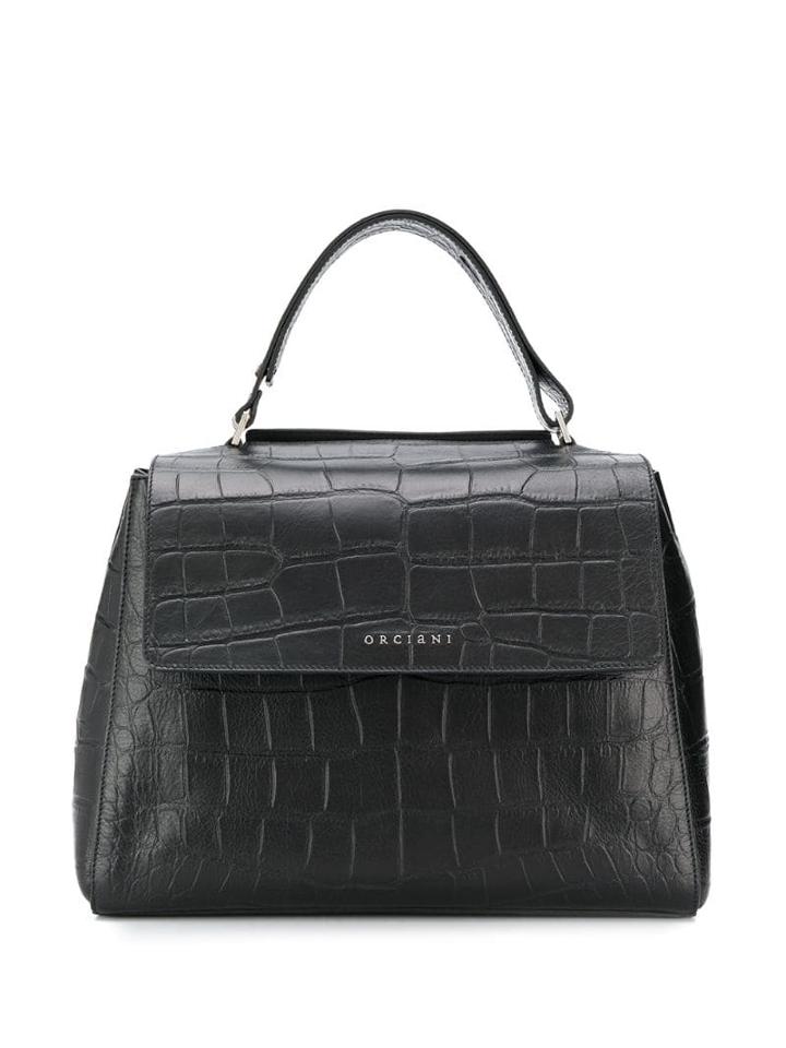Orciani Crocodile Effect Tote Bag - Black