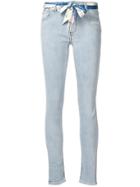 Off-white Scarf Belt Skinny Jeans - Blue