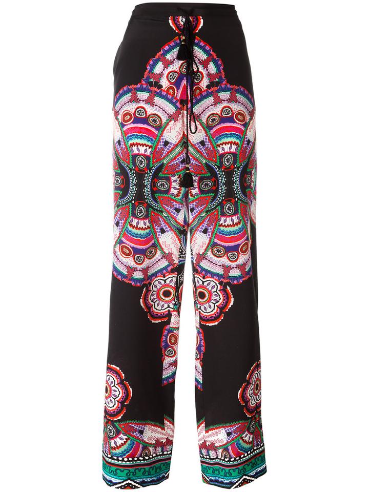 Roberto Cavalli Abstract Print Drawstring Trousers, Women's, Size: 44, Black, Silk/cotton/viscose