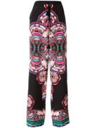 Roberto Cavalli Abstract Print Drawstring Trousers, Women's, Size: 44, Black, Silk/cotton/viscose