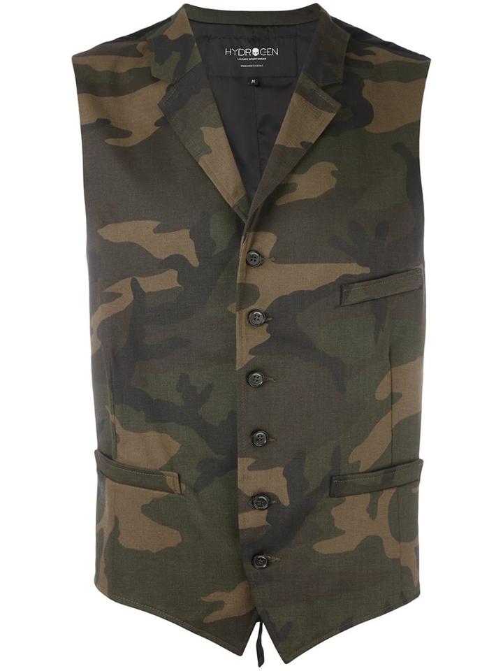 Hydrogen Camouflage Print Gilet, Men's, Size: Small, Black, Spandex/elastane/cotton