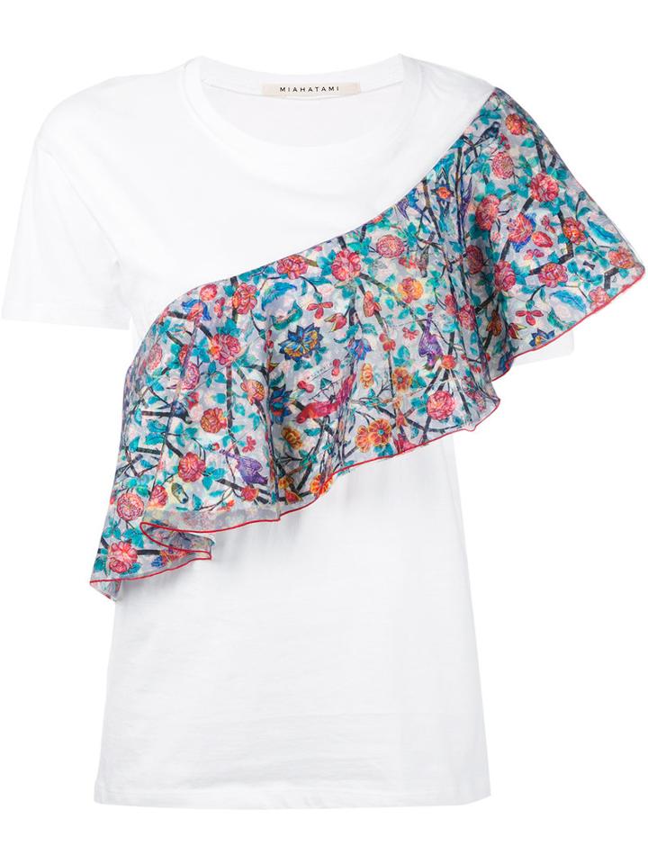 Miahatami - Floral Panel T-shirt - Women - Cotton - 40, White, Cotton