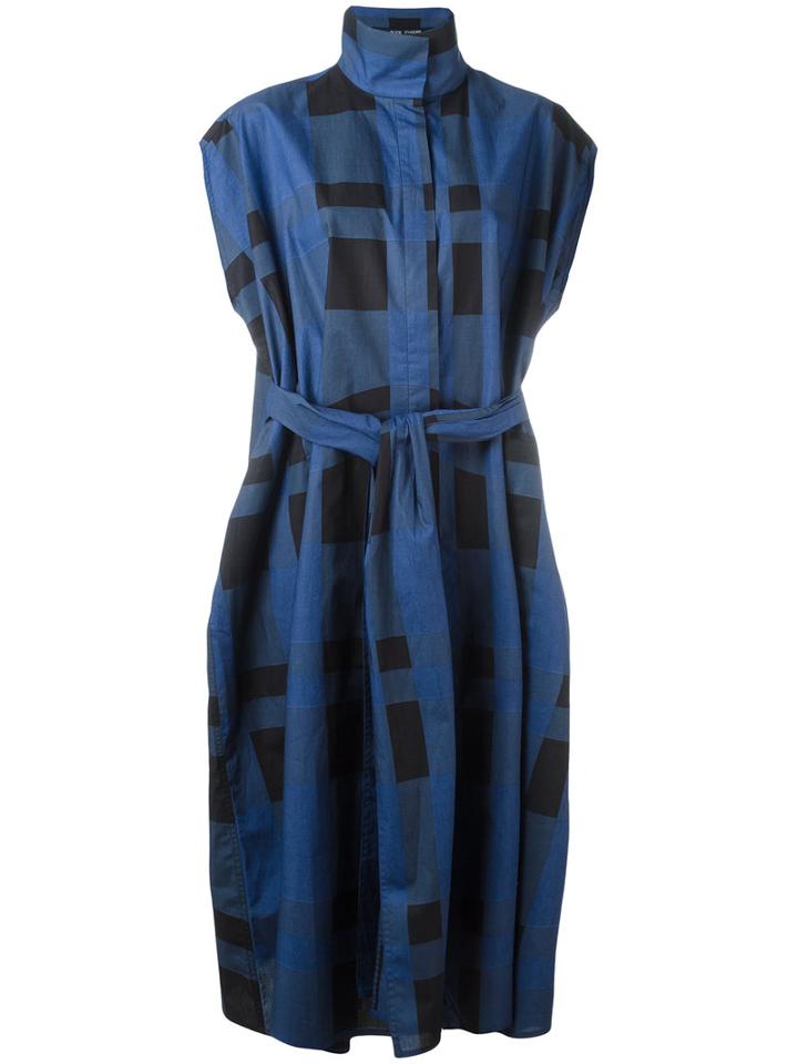 Sofie D'hoore - Belted Gingham Short Sleeve Shirt Dress - Women - Cotton - 36, Blue, Cotton